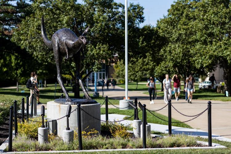 Our newest campus icon, the bronze Roo by sculptor Tom Corbin