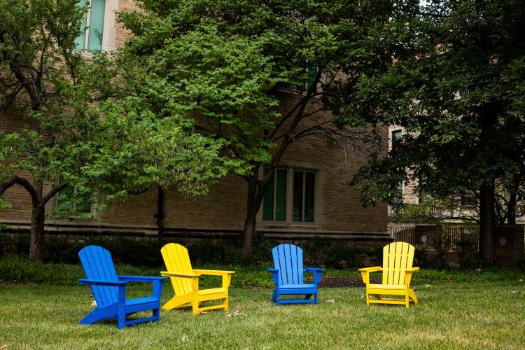 Picture of blue and gold chairs